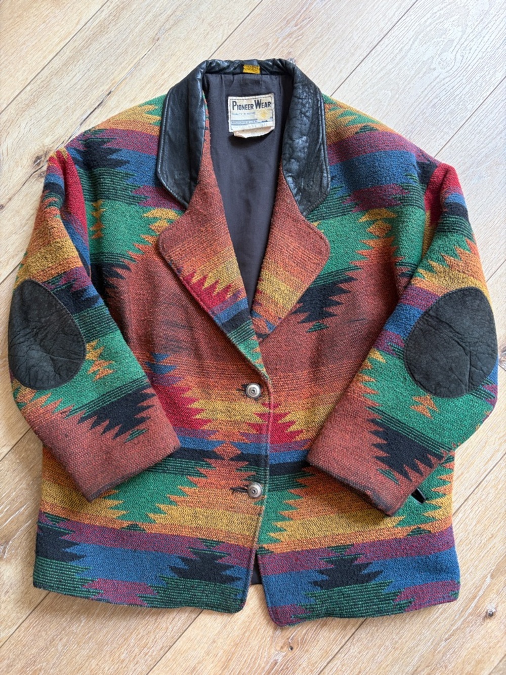 Vintage Pioneer Wear Blanket Jacket Womens Sz 12 Southwestern Aztec Rodeo USA